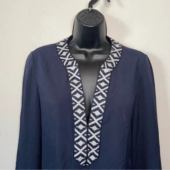 Tory Burch Ariana Navy Embroidered Tunic - Picture 7 of 7